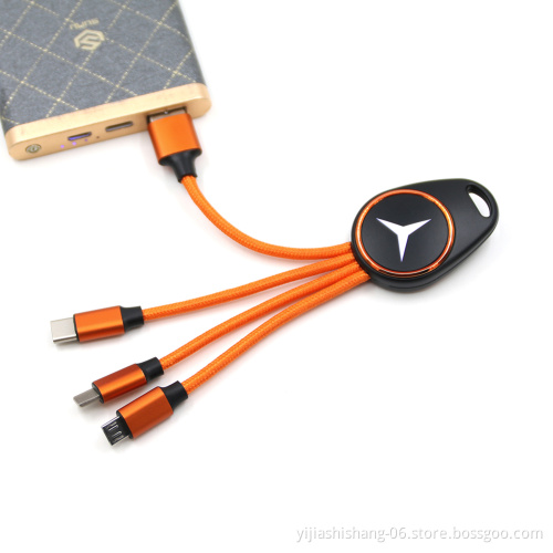 Electronics Innovative Gift 2020 Promotional Business Gift LED Logo Custom 3 in 1 Phone USB Cable for Travel